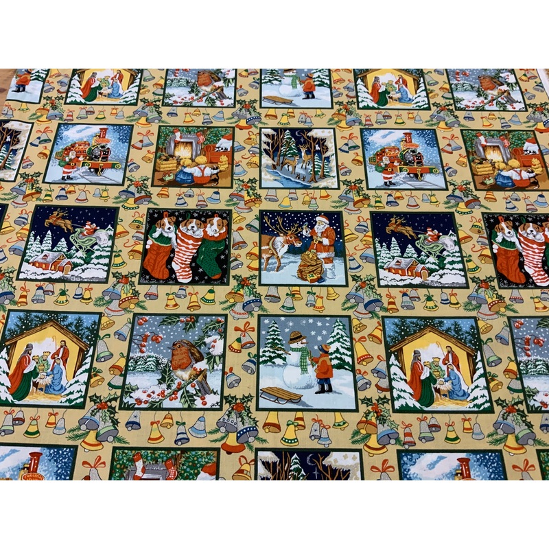 XP040 Card Style Bunting or winter quilt blocks Christmas Panel Moda