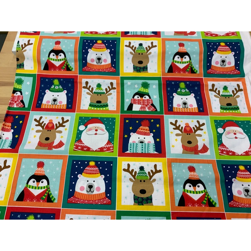 XP044-Card Style Bunting or winter quilt blocks Christmas Panel Moda